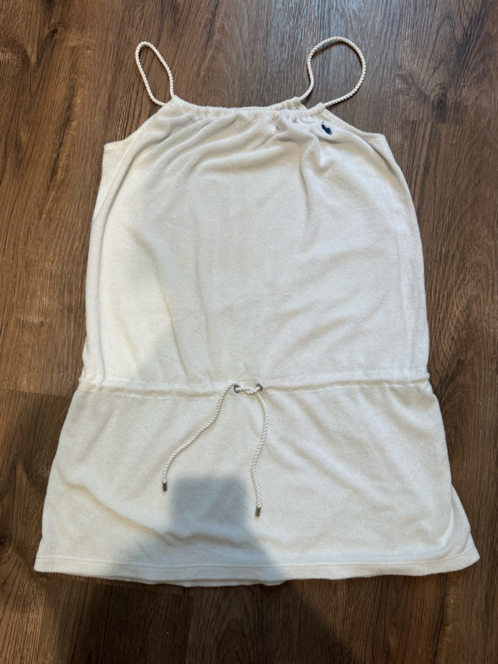 Ralph Lauren White Terry Cloth Romper with Drawstrings